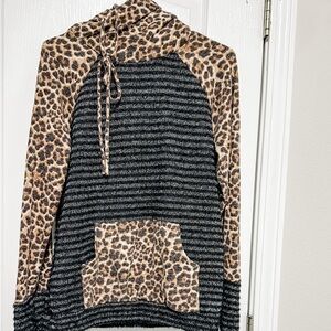 7th Ray Black and Gray Striped Knit Sweater